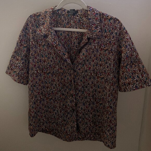 Silk House Vintage 90s Short Sleeve Women's Button Down - Picture 1 of 3